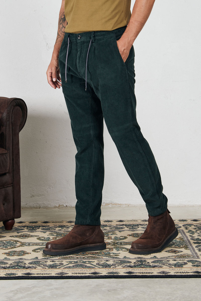 cruna pantalone mitte velluto a coste misto cotone colore verde 7230