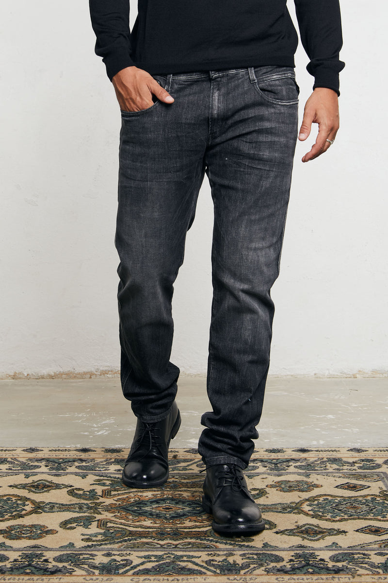 replay jeans anbass vintage sbiadito slim fit cotone colore grigio 7524