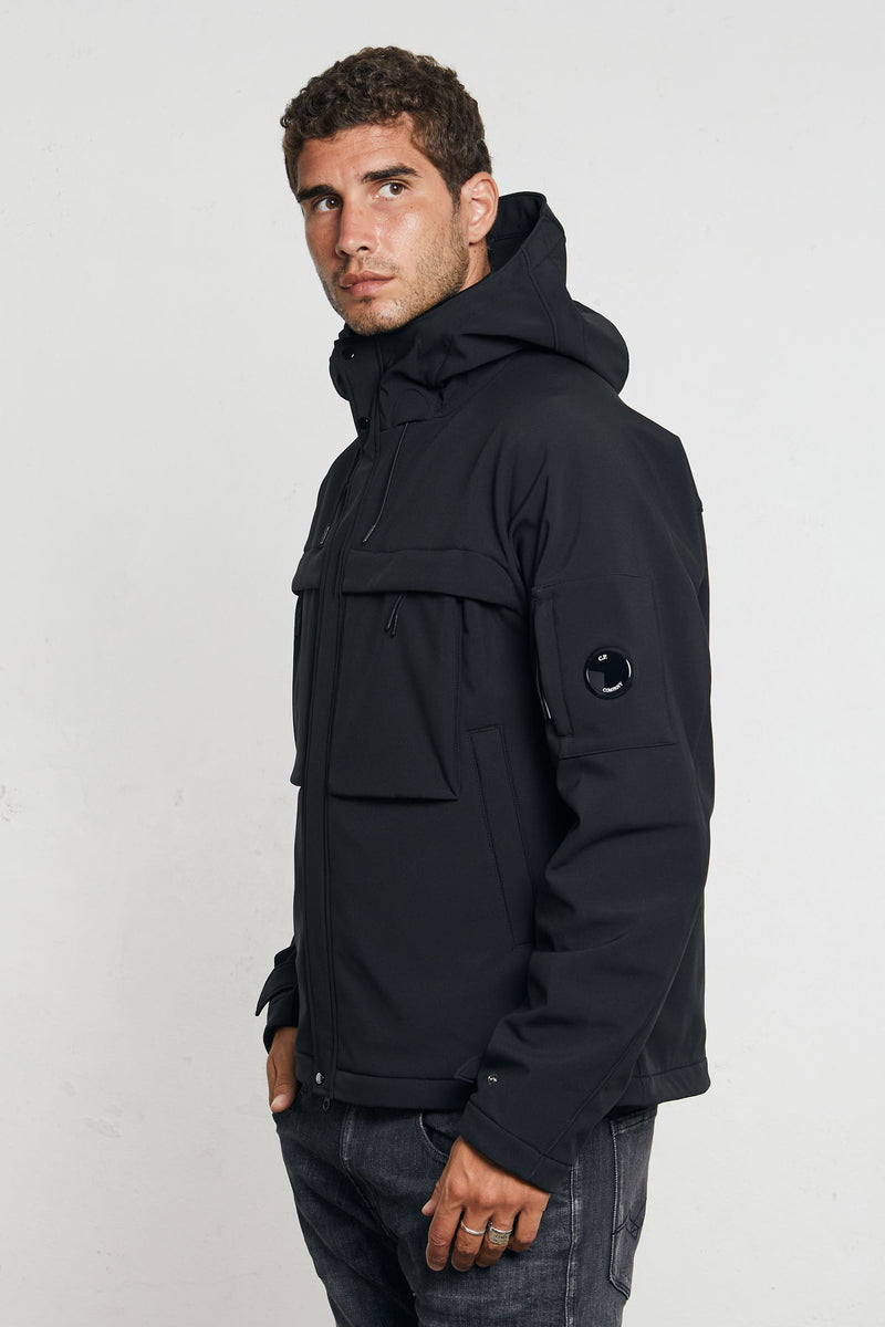 c p company cp shell r hooded jacket misto poliestere colore nero 7197