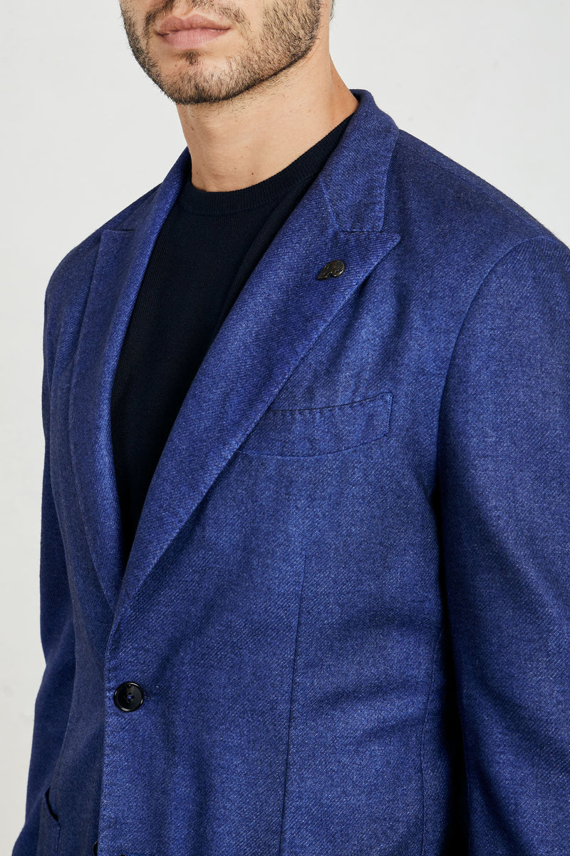 gabriele pasini giacca due bottoni sfoderata tinto in capo misto lana colore bluette 7284