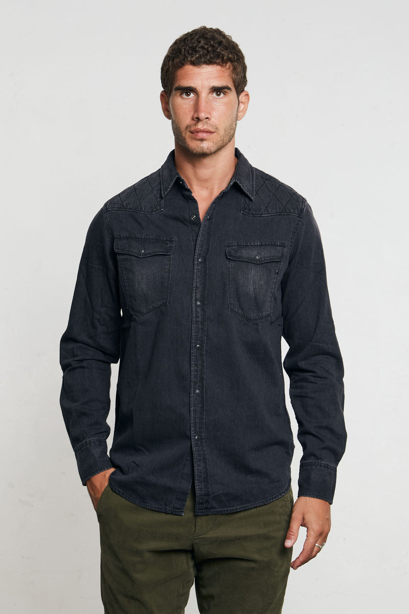 replay camicia jeans cotone colore nero 7528