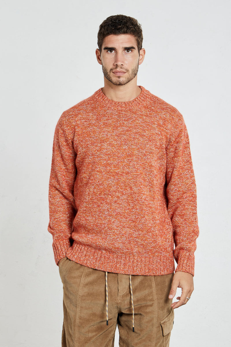 kangra maglia girocollo melange misto lana colore arancione 7338