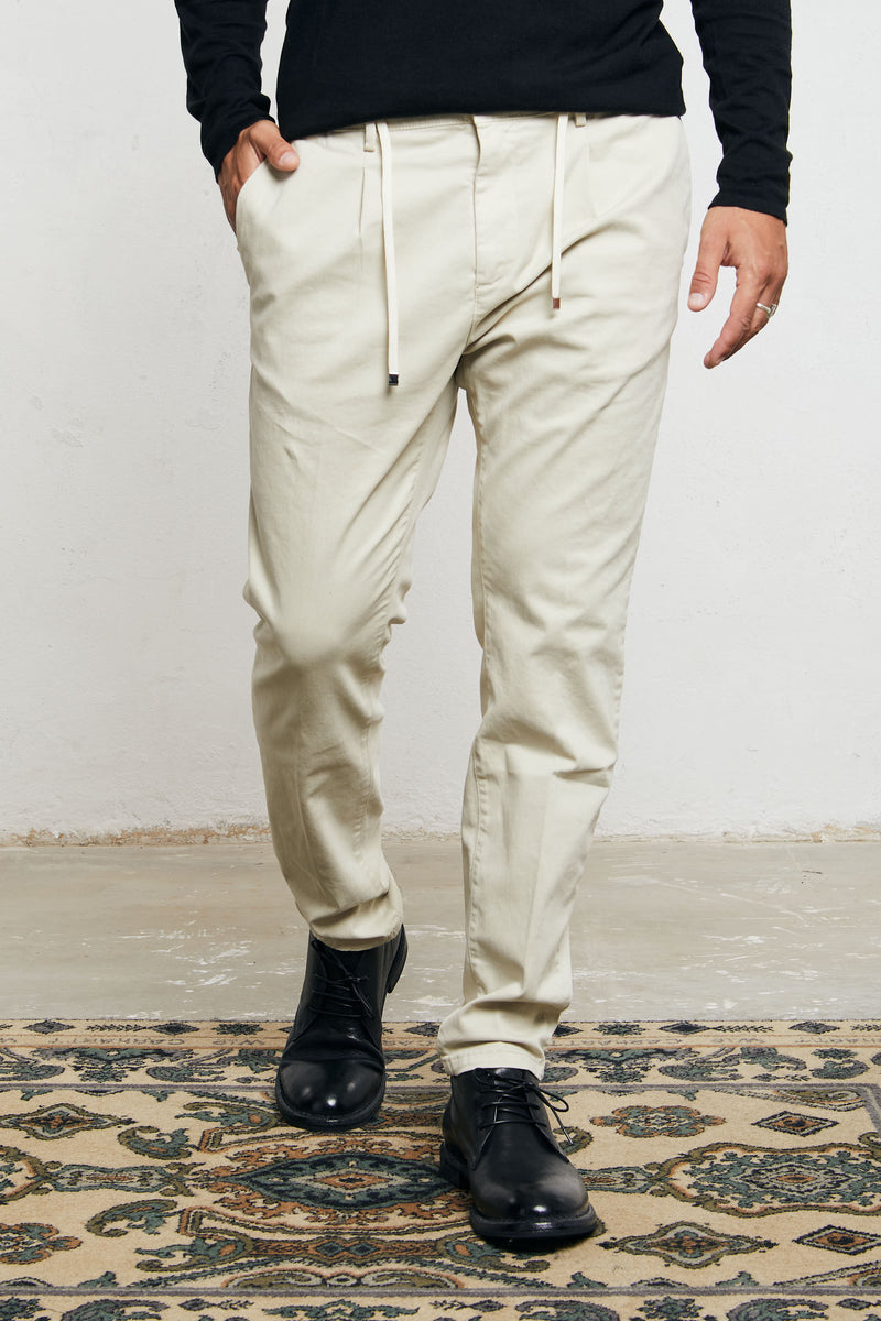 cruna pantalone mitte misto cotone colore ecru 7231