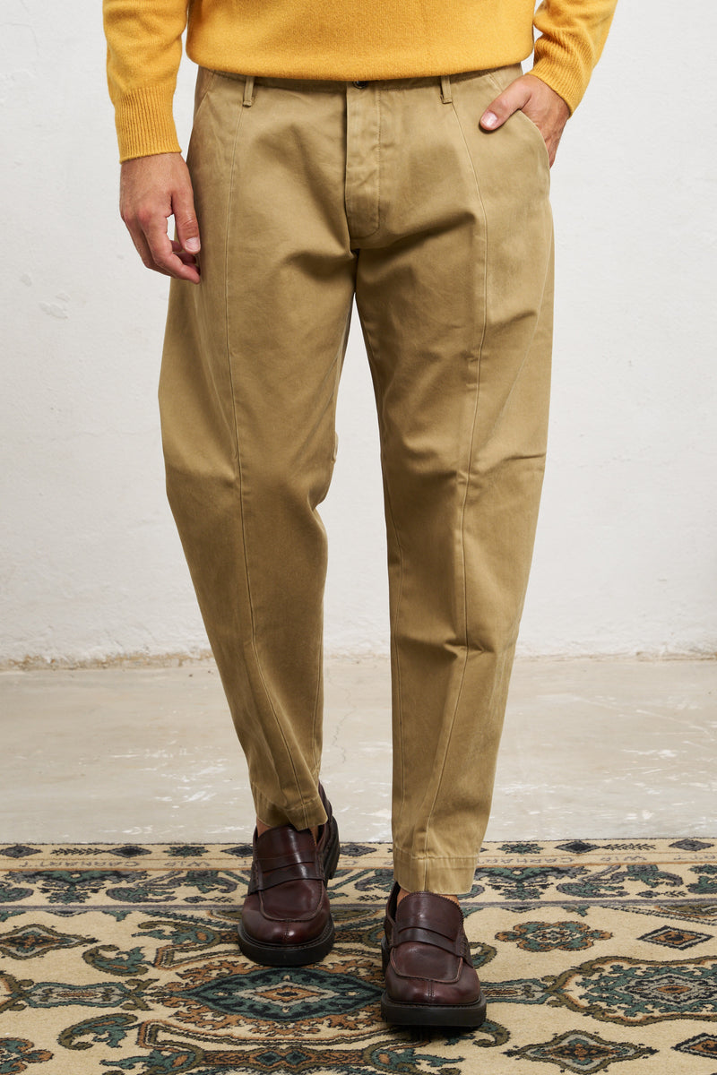 nine in the morning pantalone kent over fit cotone colore cammello 7369