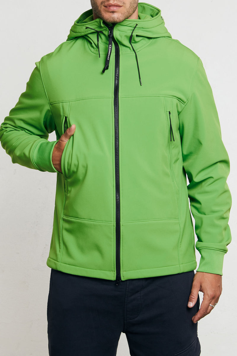 c p company cp shell r goggle jacket misto poliestere colore verde fluo 7193