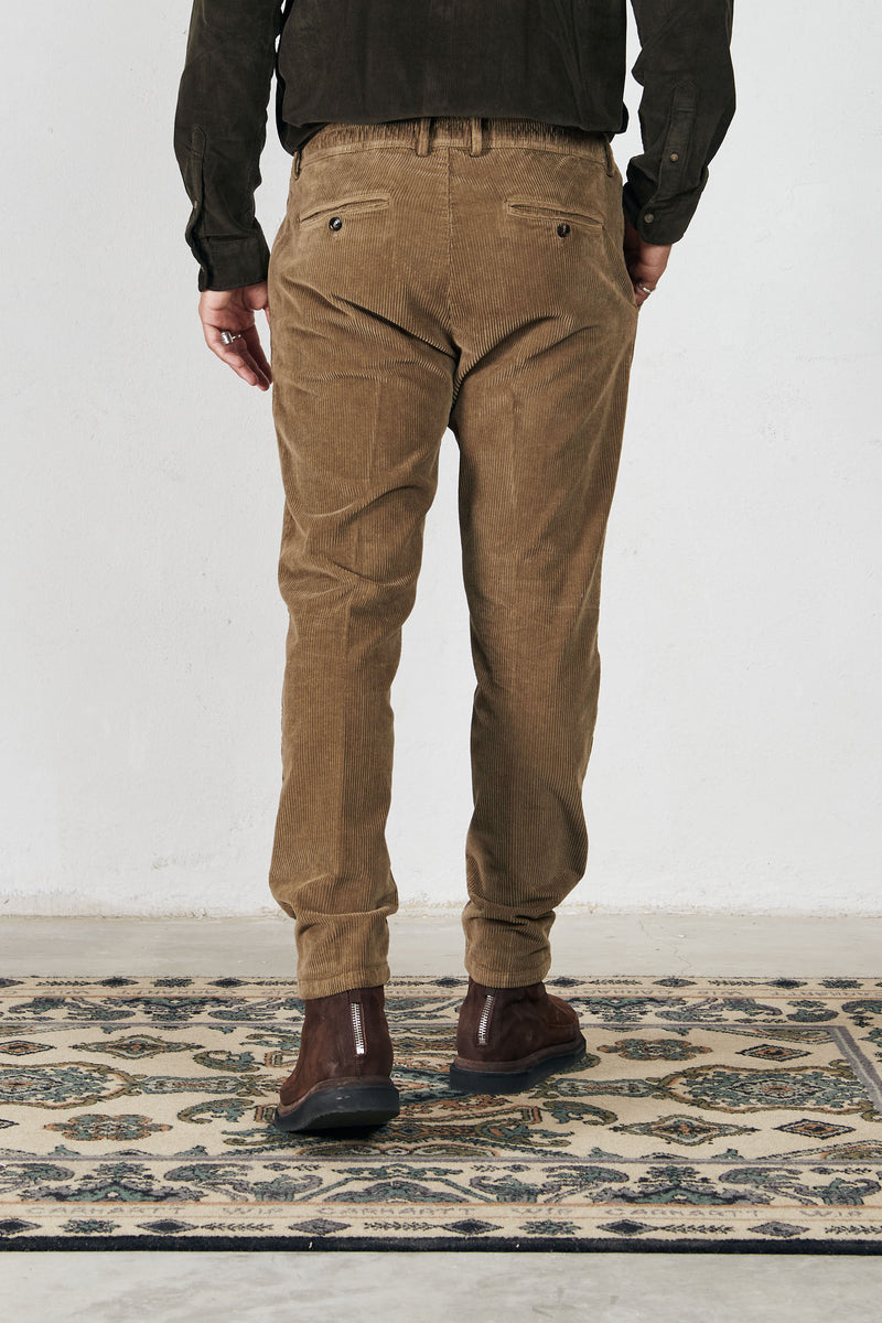 cruna pantalone mitte velluto millerighe misto cotone colore sabbia 7226