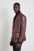 Reveres 2387 Giacca in ecopelle marrone