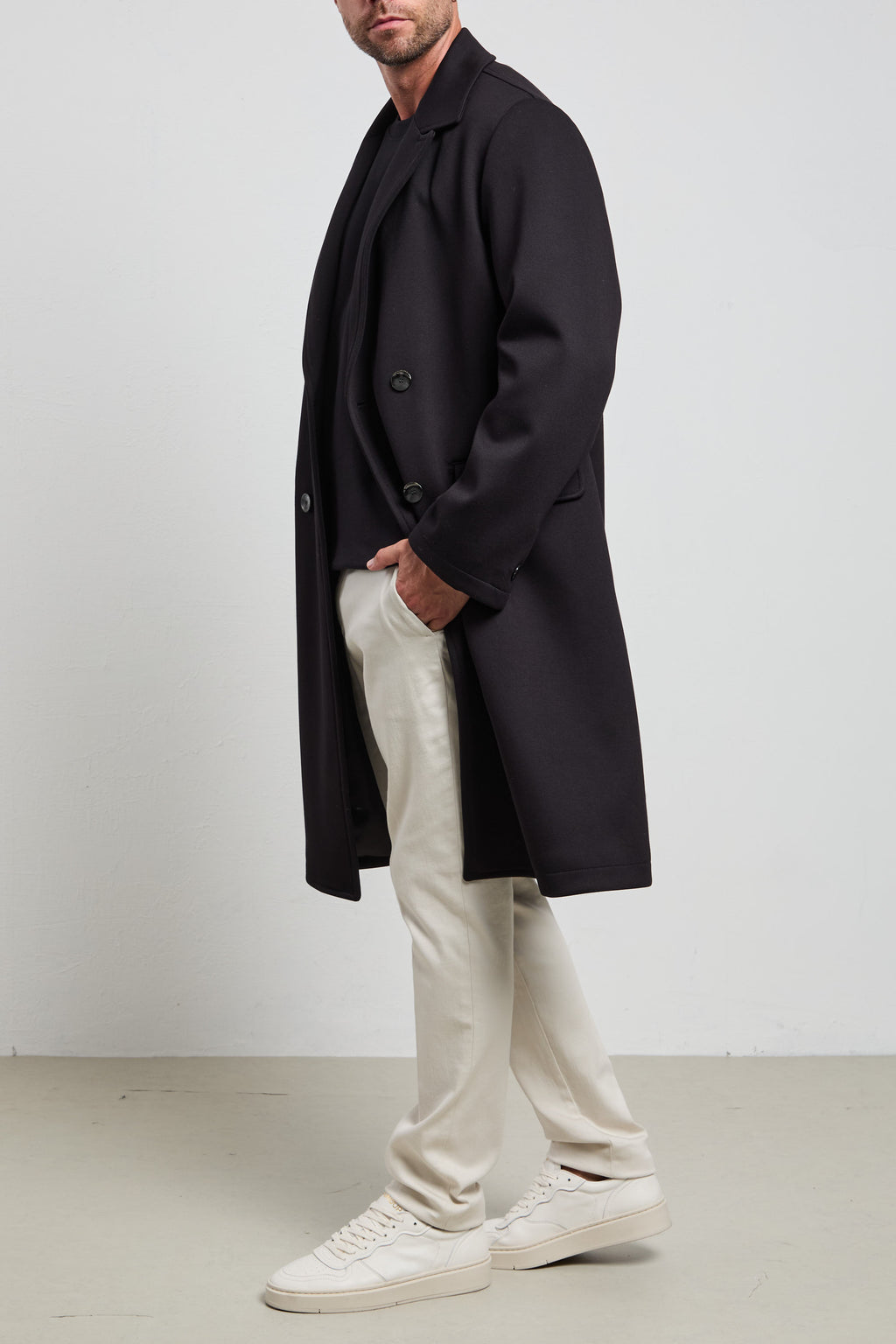 Reworked 2535 Cappotto nero doppiopetto