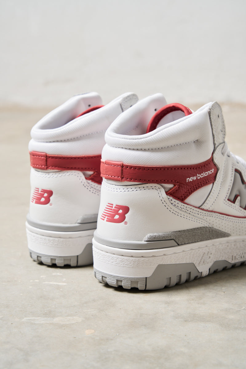 new balance sneakers 650 alta pelle colore bianco rosso 7027