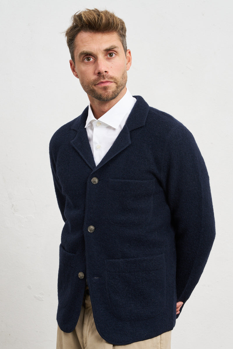 selected giacca in maglia lana colore blu 7650