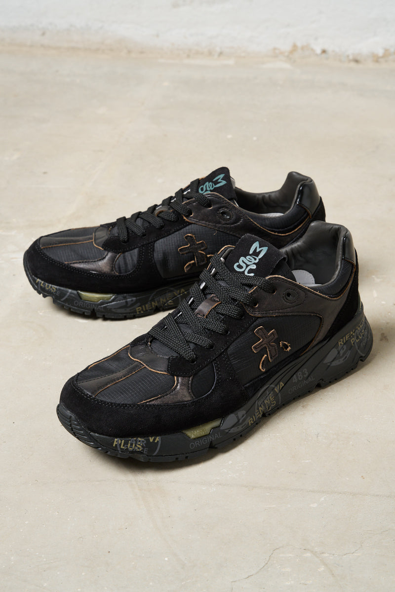 premiata sneakers mase pelle scamosciata nylon colore nero 7433