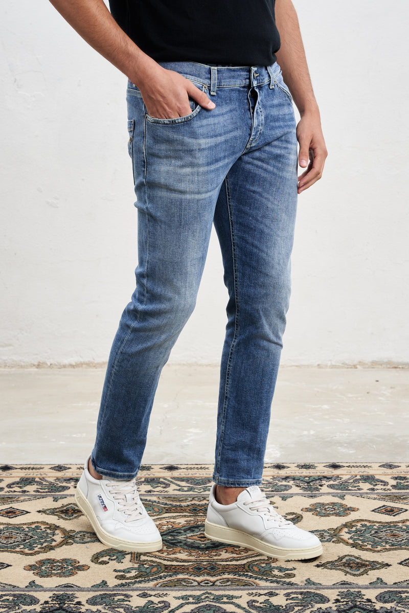 dondup jeans mius slim fit vintage sbiadito lavaggio chiaro misto cotone colore denim 7046