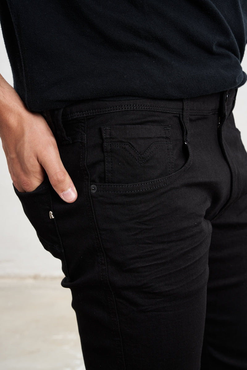 replay jeans anbass skinny fit misto cotone colore nero 7525