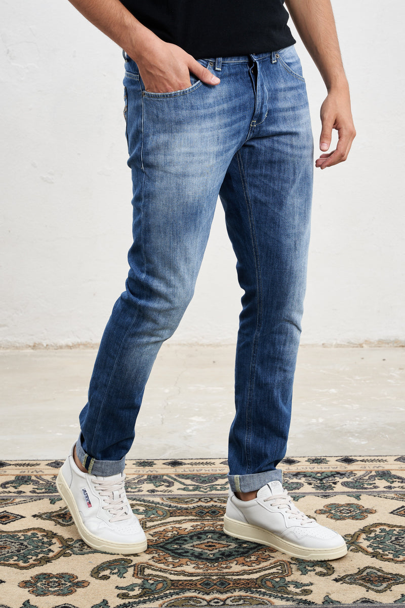 dondup jeans george skinny fit lavaggio bedio vintage sbiadito misto cotone colore denim 7042