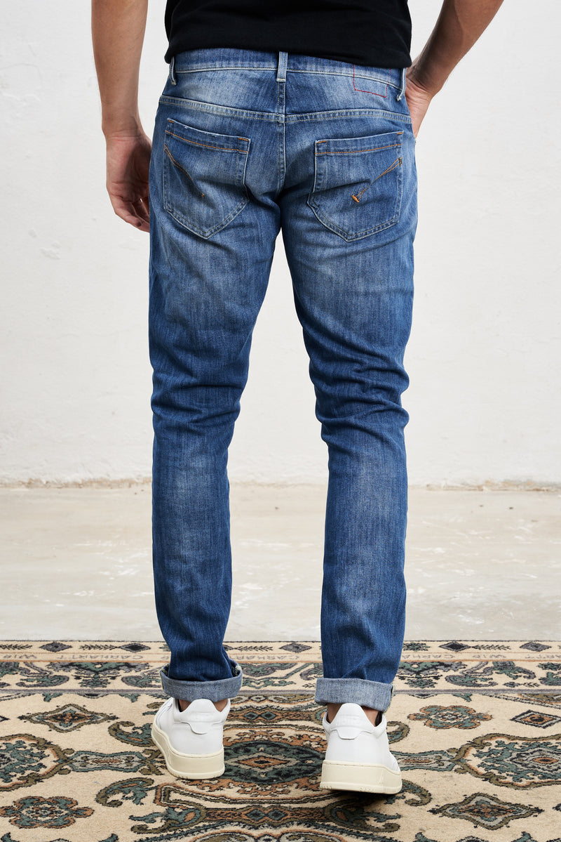 dondup jeans george skinny fit lavaggio bedio vintage sbiadito misto cotone colore denim 7042