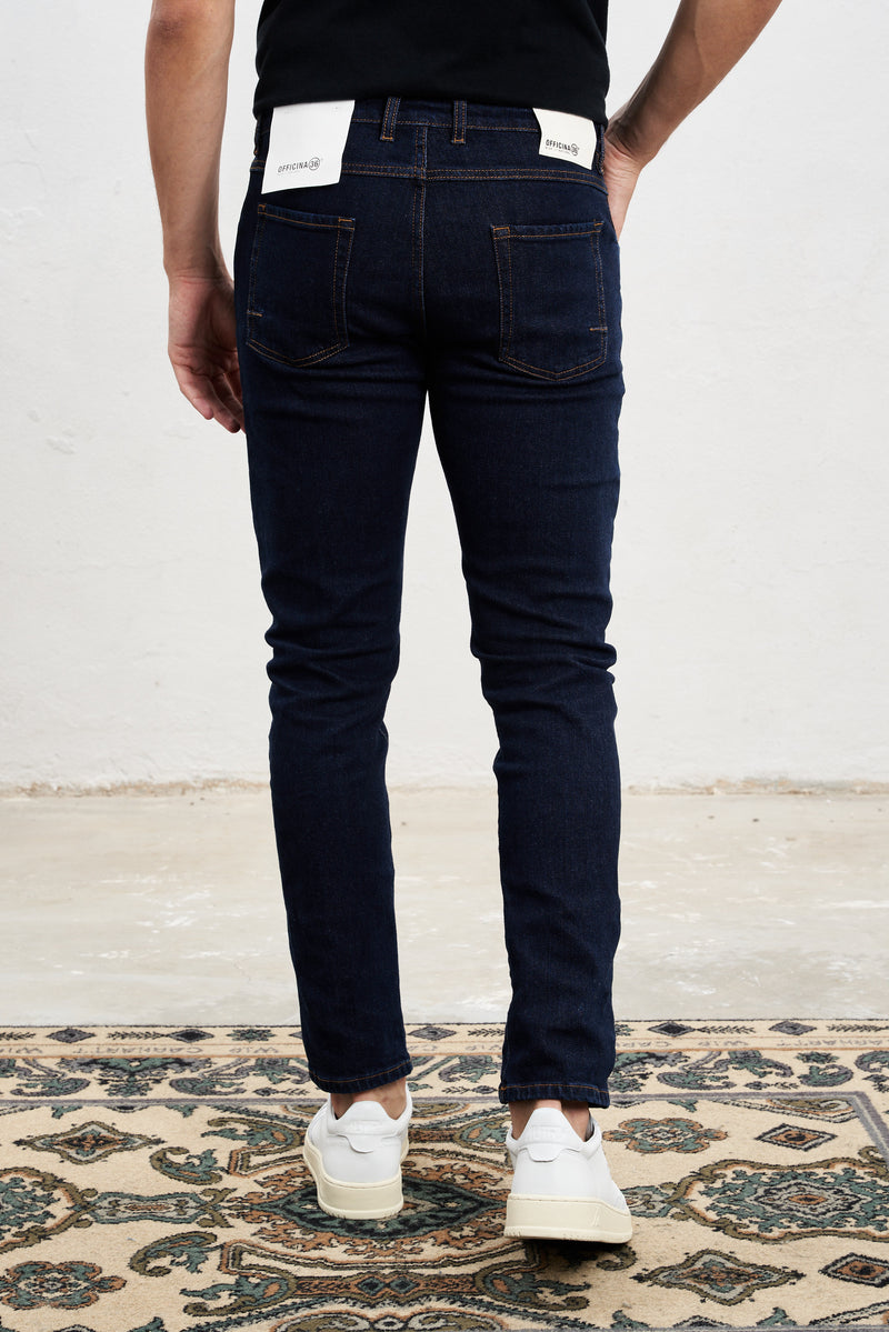 officina 36 jeans eolo lavaggio scuro skinny fit cotone colore denim 7400