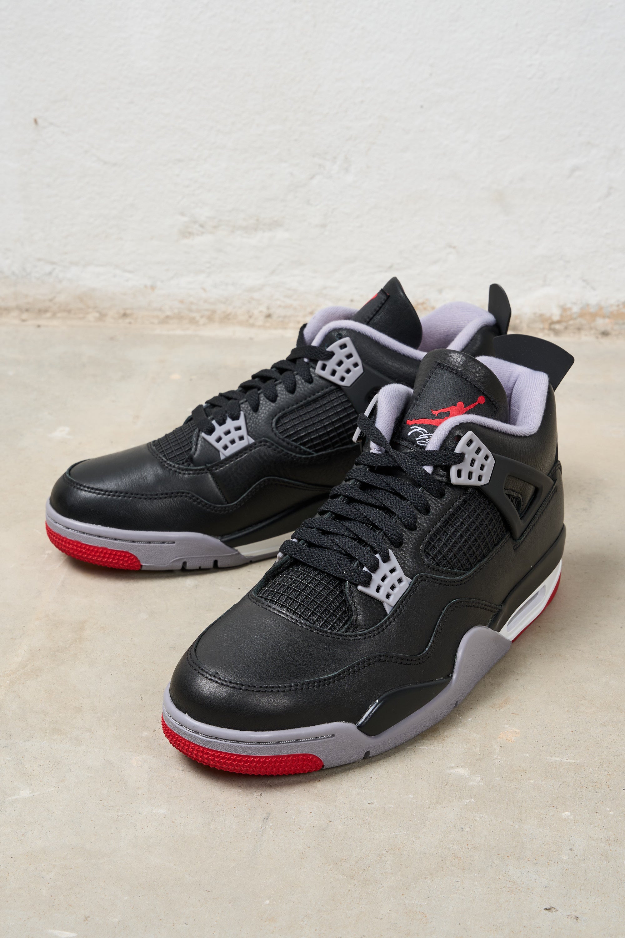 Nike Sneakers Jordan 4 Reimagined Bred Leather Mesh Black Kissuomo