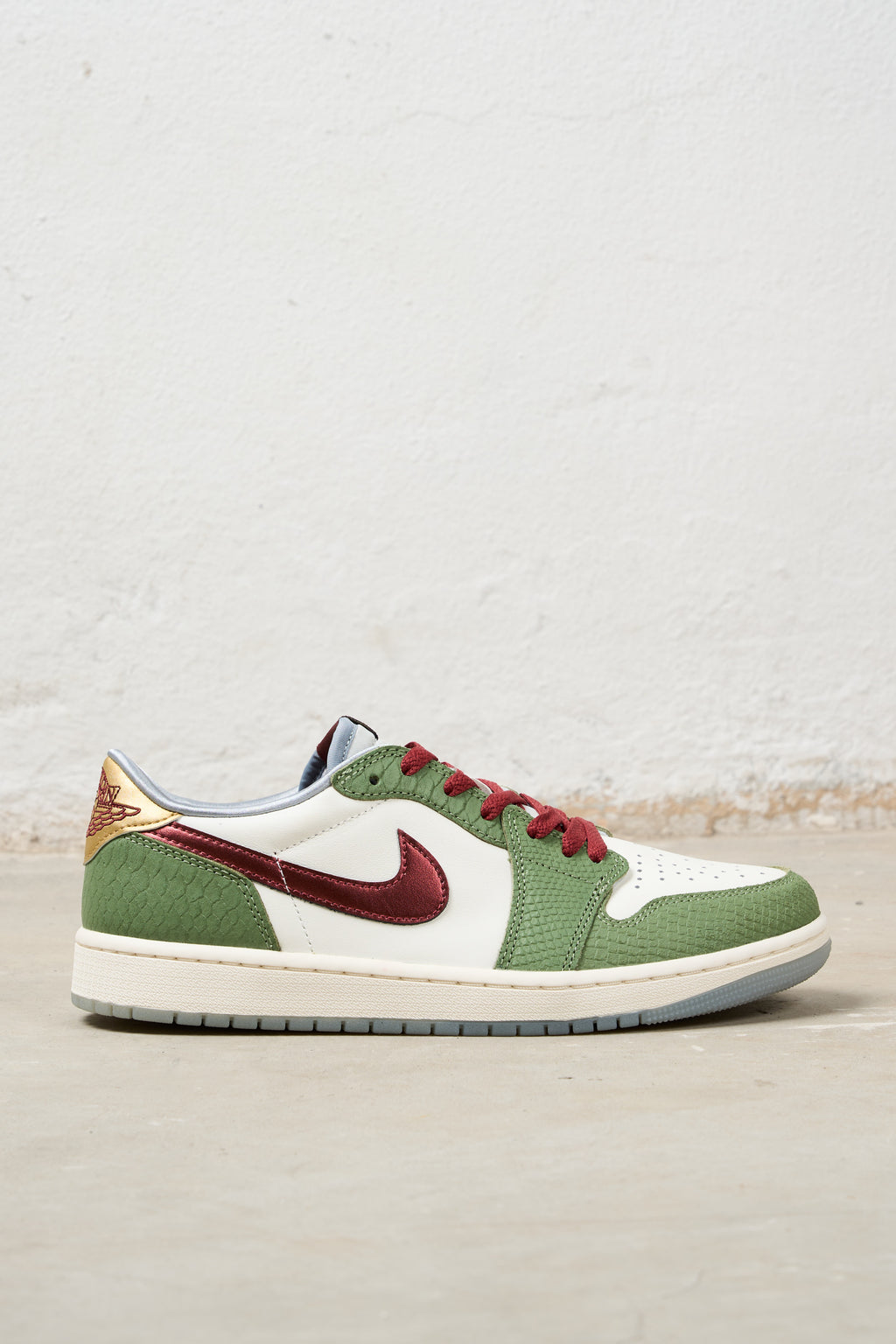 Nike 8716 Sneakers Jordan 1 Low Pelle Colore Verde Panna