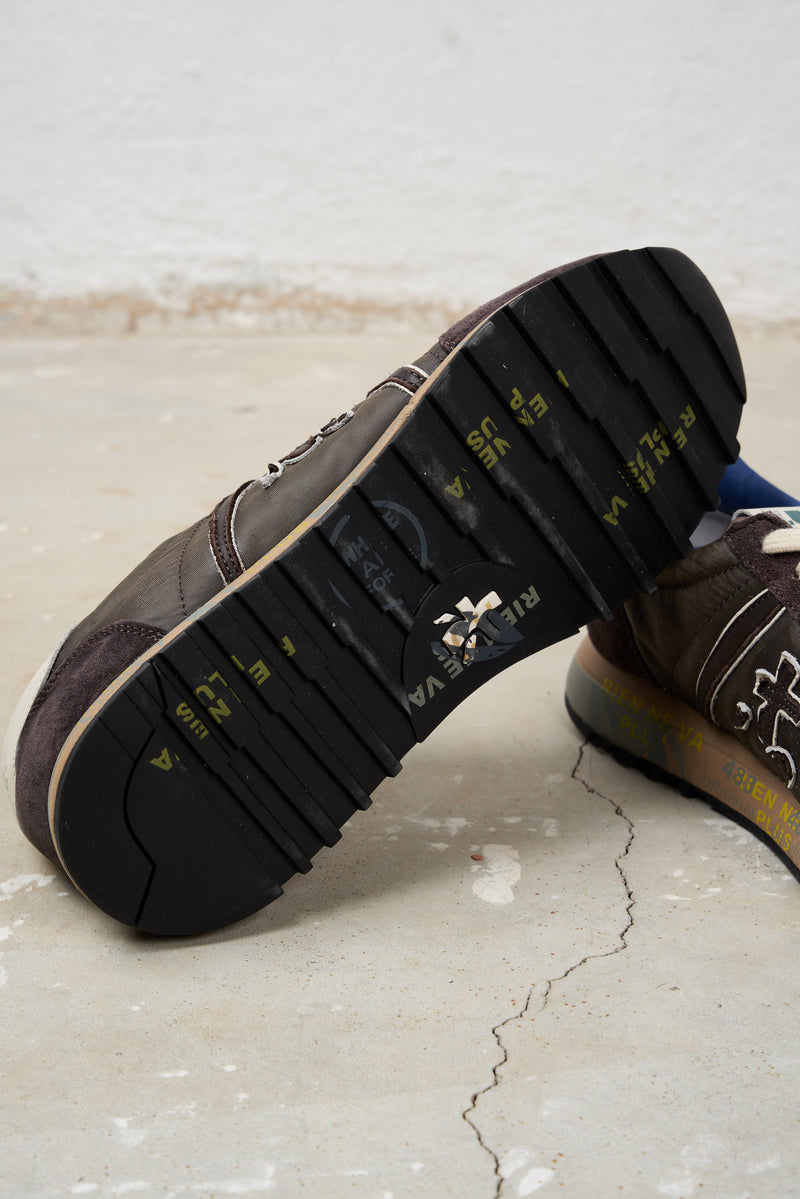 premiata sneakers lucy pelle scamosciata nylon colore marrone 7456