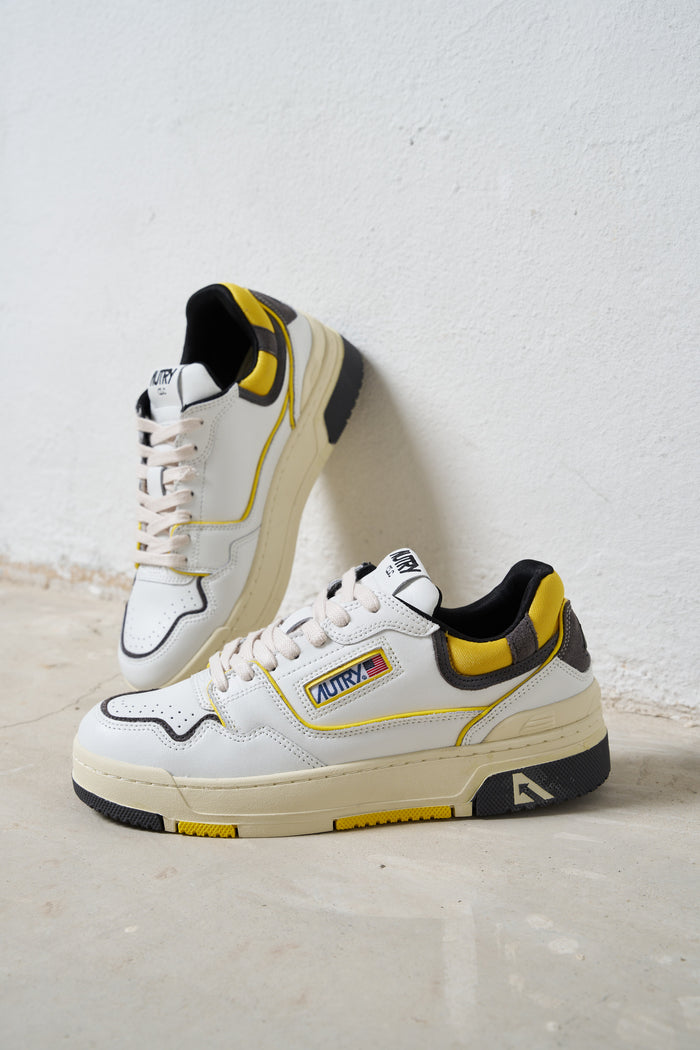 autry clc sneakers leather upper color white yellow 7121