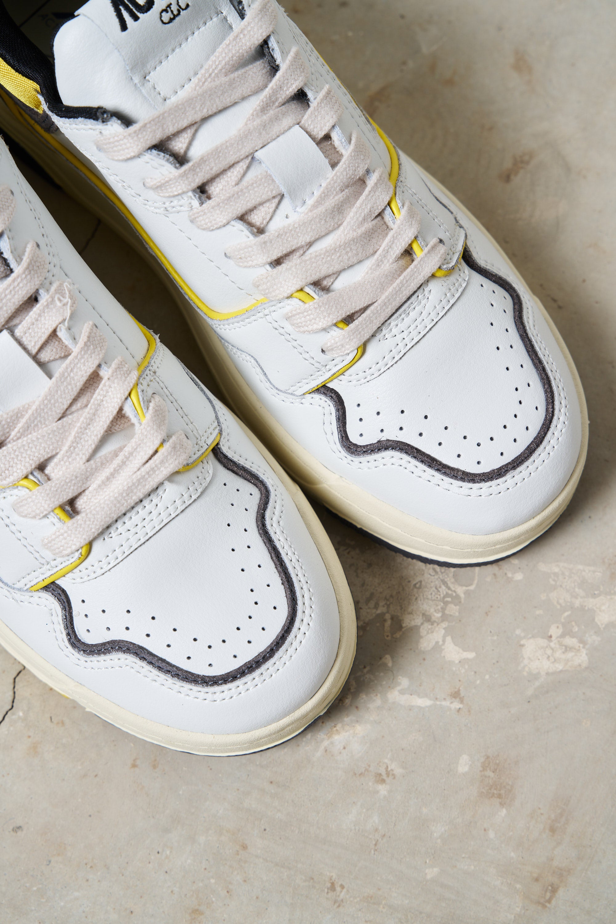 White clearance yellow sneakers