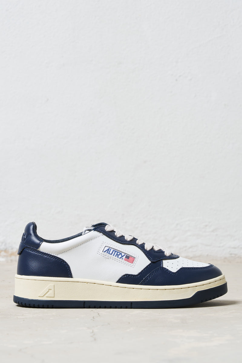 autry sneakers medalist low tomaia in pelle colore blu bianco 7108