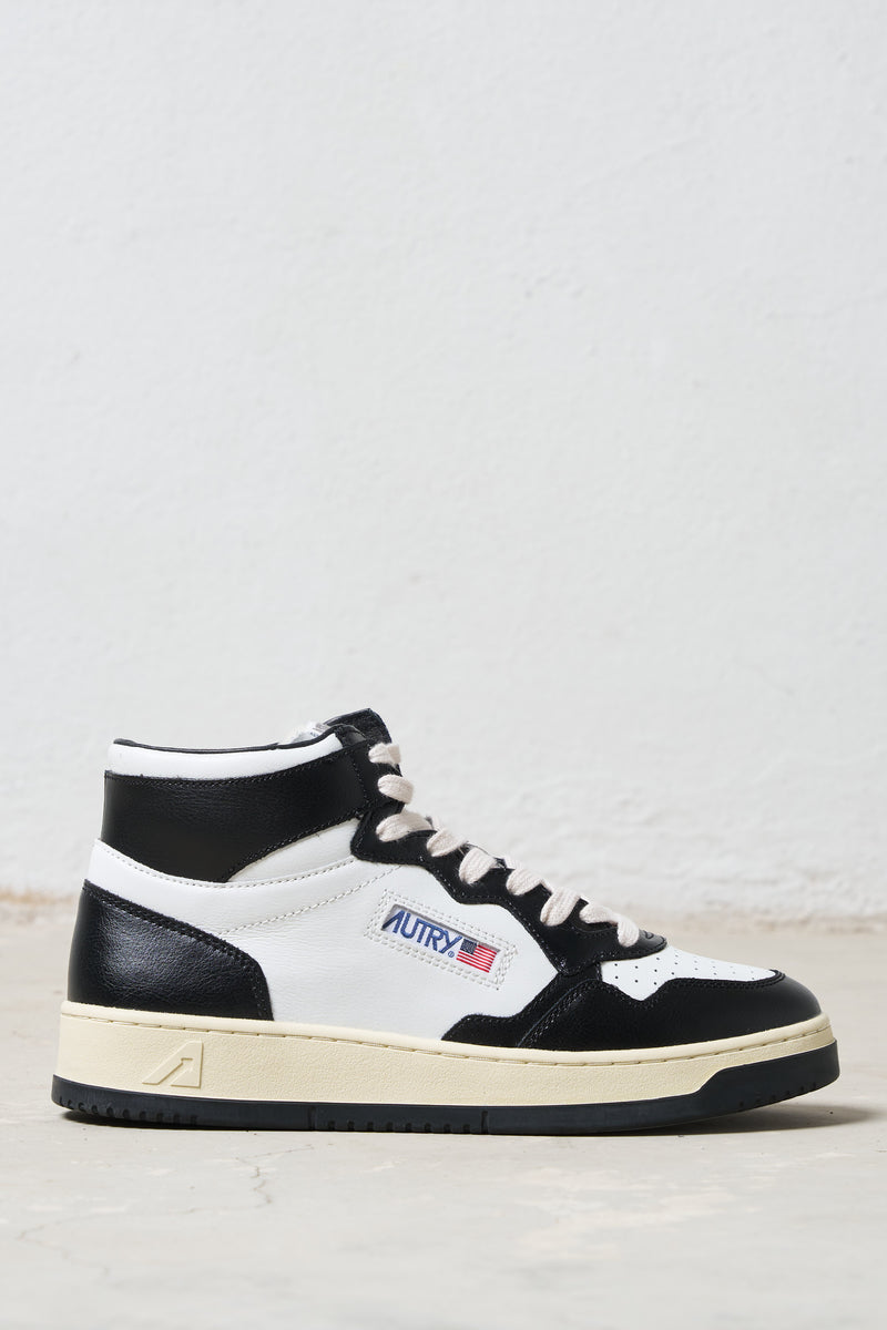autry sneakers medalist mid tomaia pelle colore nero bianco 7115