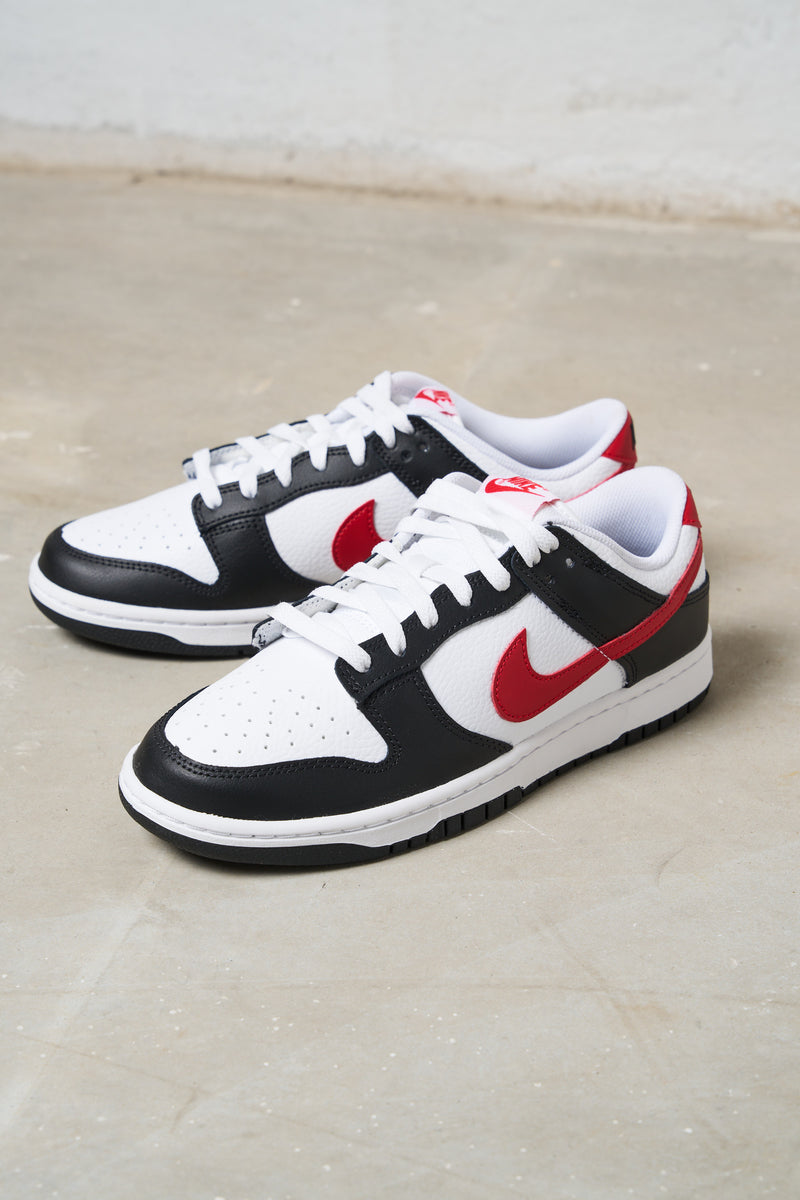 nike sneakers dunk low red swoosh pelle colore bianco nero rosso 7841