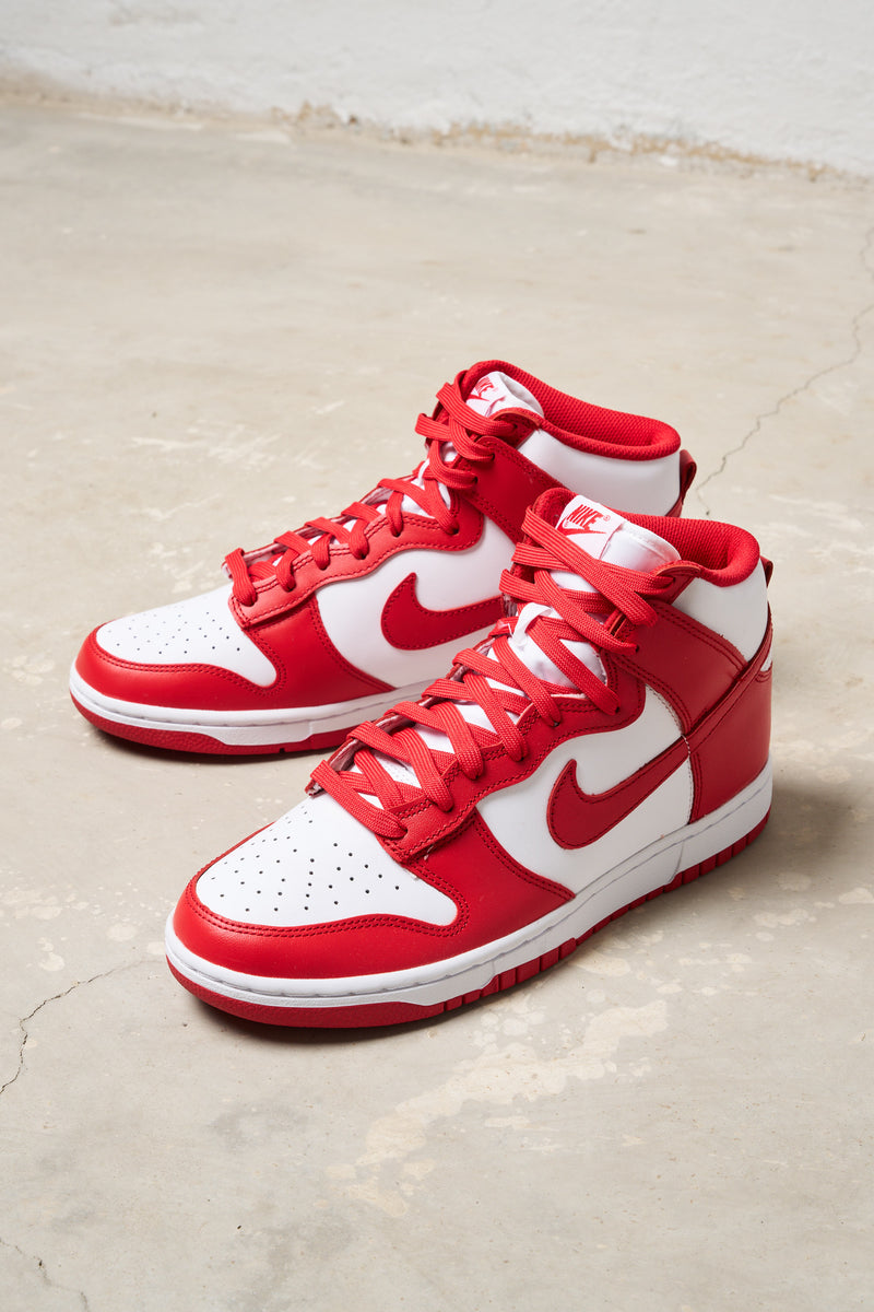 Nike Dunk High Retro Championship Red Leather Sneakers