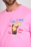 T-Shirt Saint Barth Cuba Libre Girocollo in Cotone Colore Fucsia