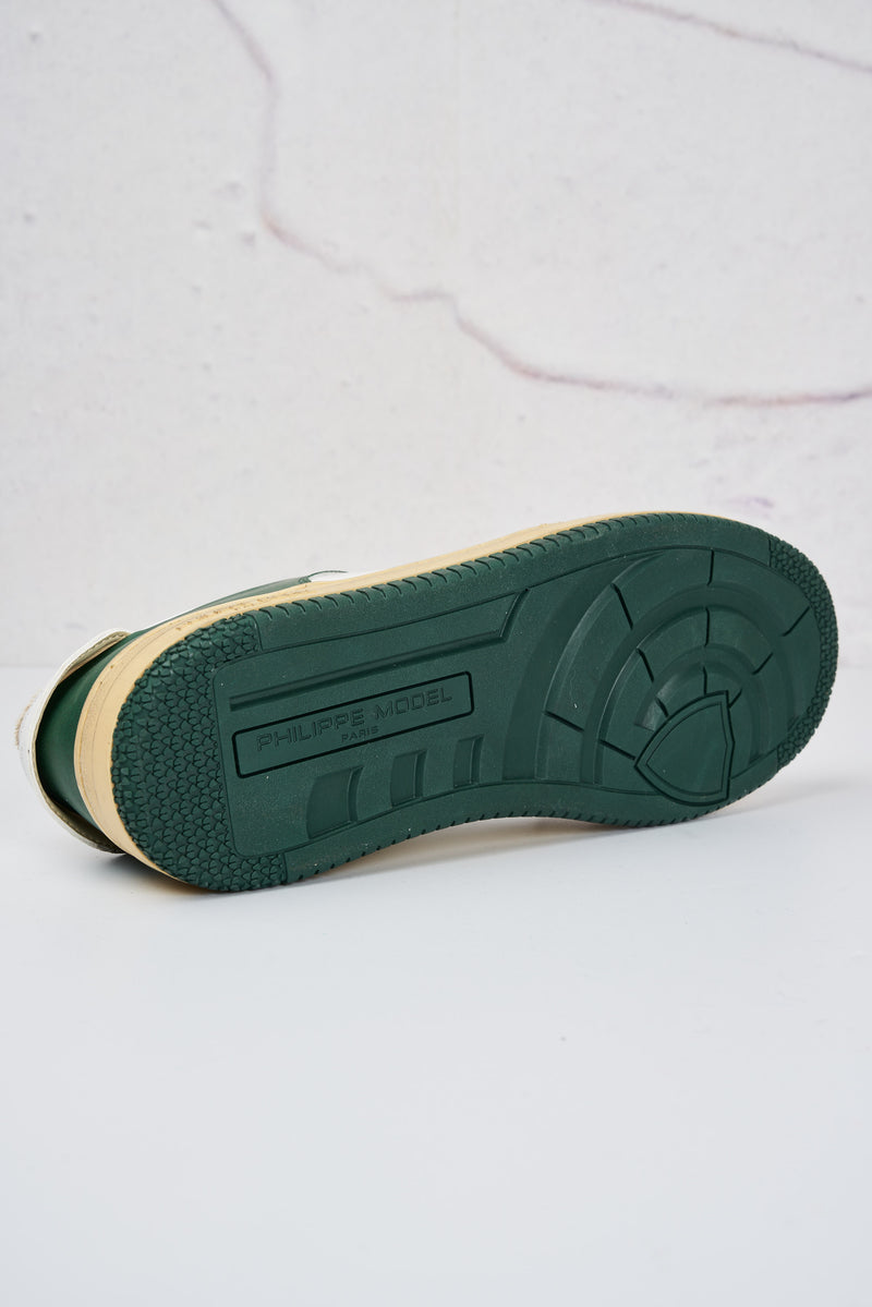 philippe model acbc sneakers lyon pelle e suede colore bianco verde 6592