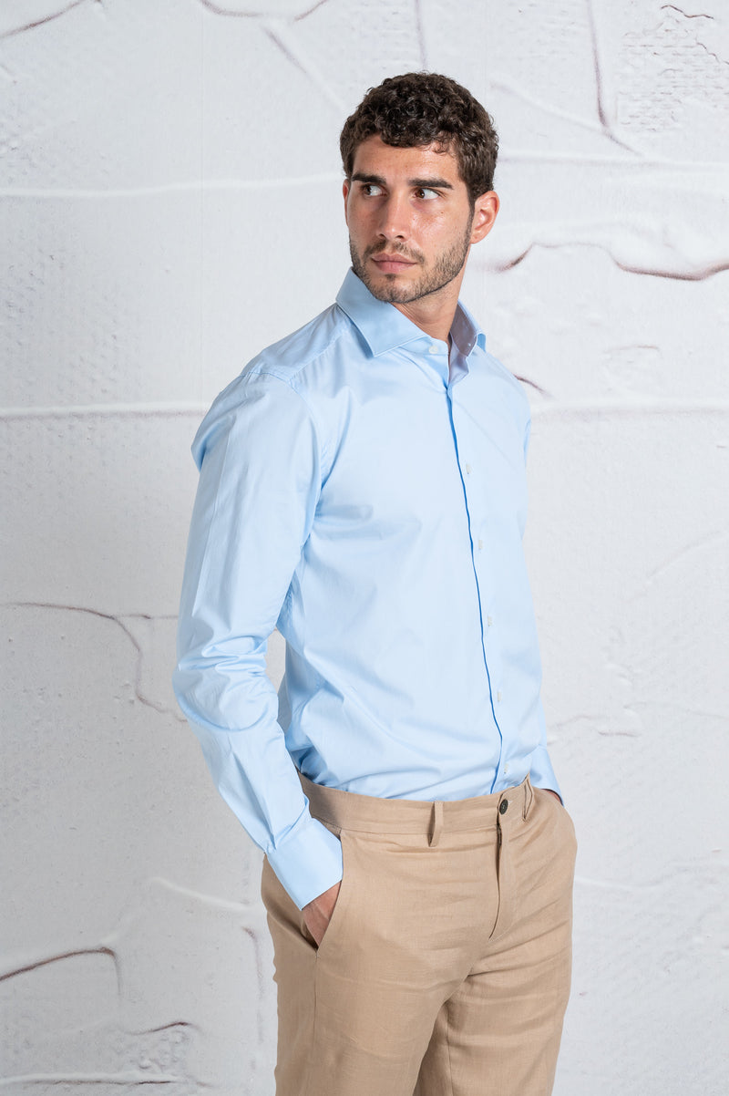xacus camicia classic sfiancata misto cotone colore azzurro 6378