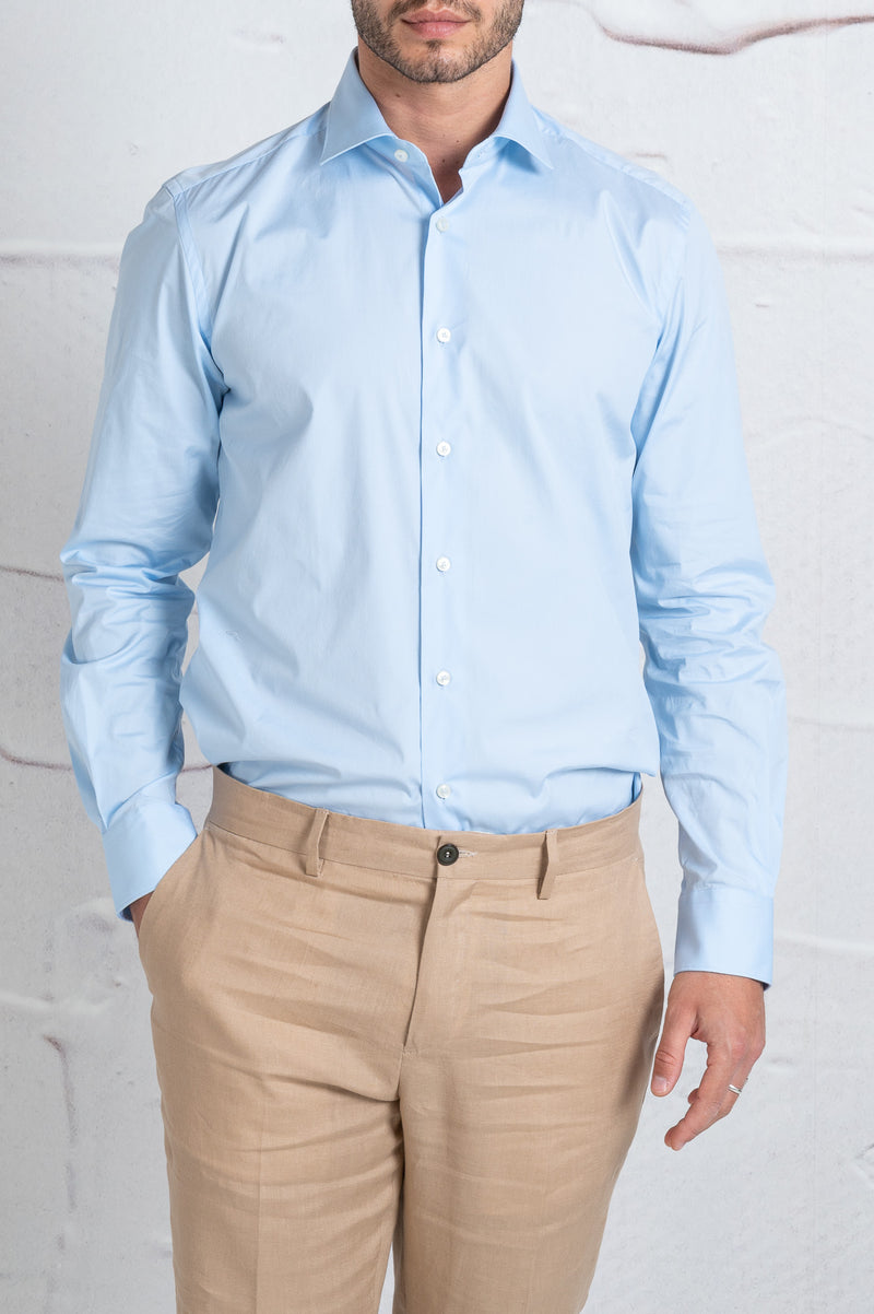 xacus camicia classic sfiancata misto cotone colore azzurro 6378