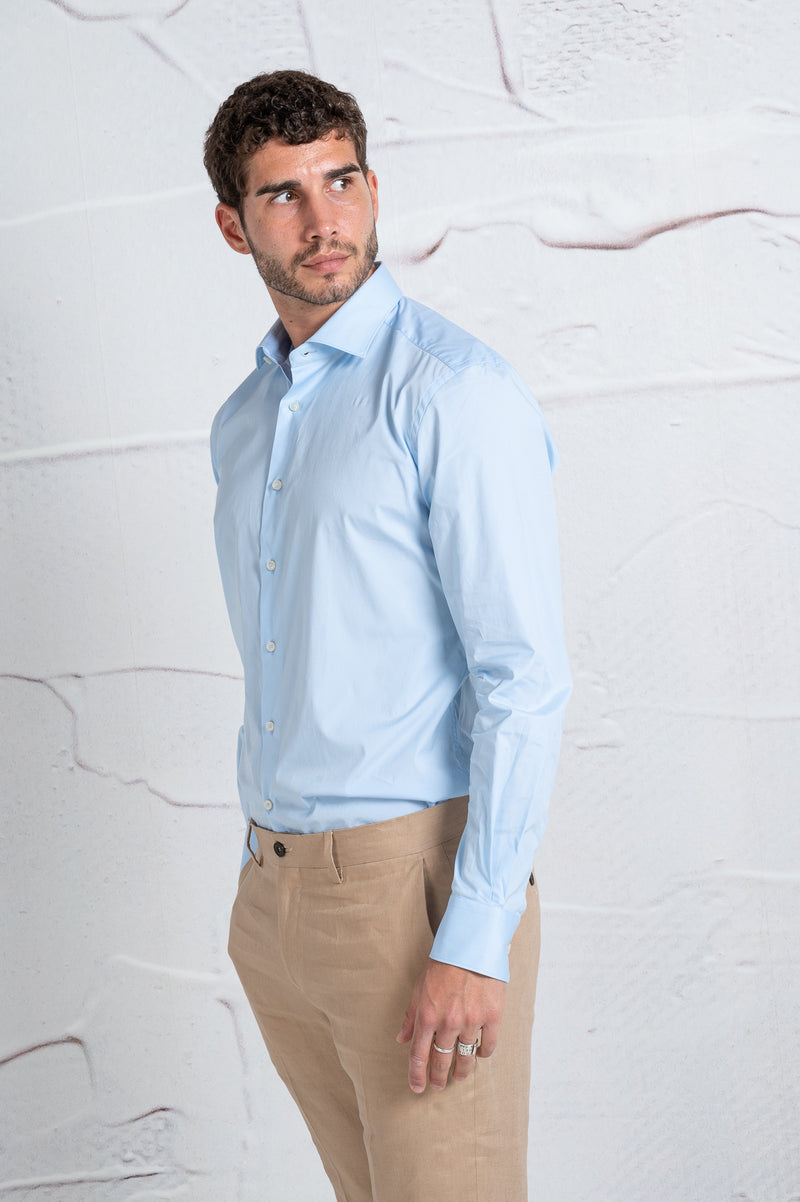 xacus camicia classic sfiancata misto cotone colore azzurro 6378